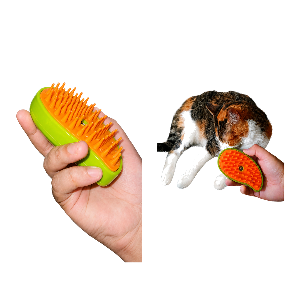 Cepillo a Vapor en mano y en uso con gato